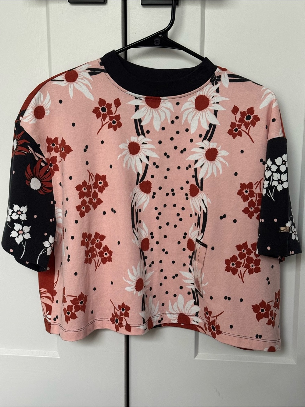 Nike Pink & Black Floral Crop Top